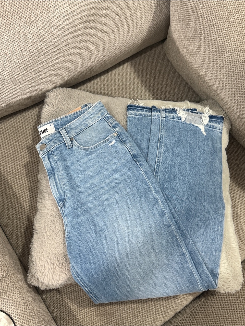 PAIGE Sarah Straight Ankle Jeans with Raw Hem